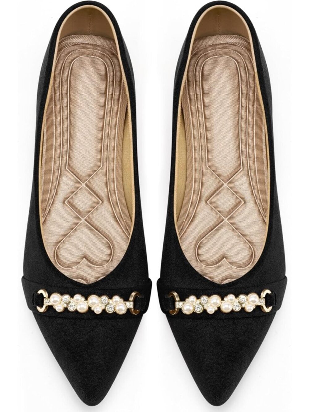 Women's Black Faux Suede Comfortable Slip On Fashion Ballet Flats Shoes for Work